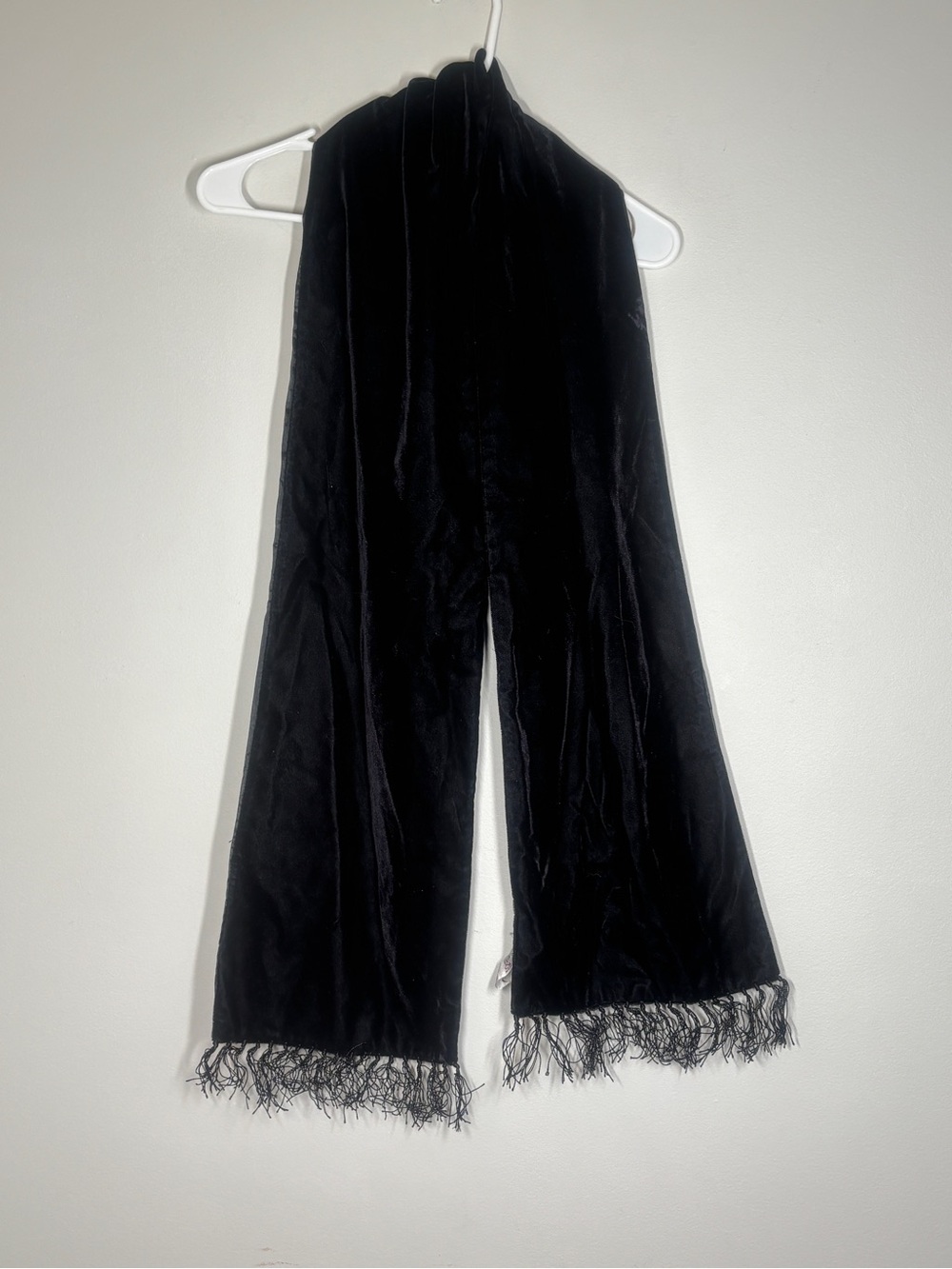 Vintage Hasting & Smith Black Velvet Fringe Scarf